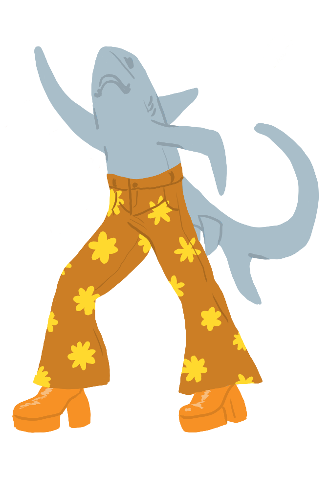 shark wearing disco pants