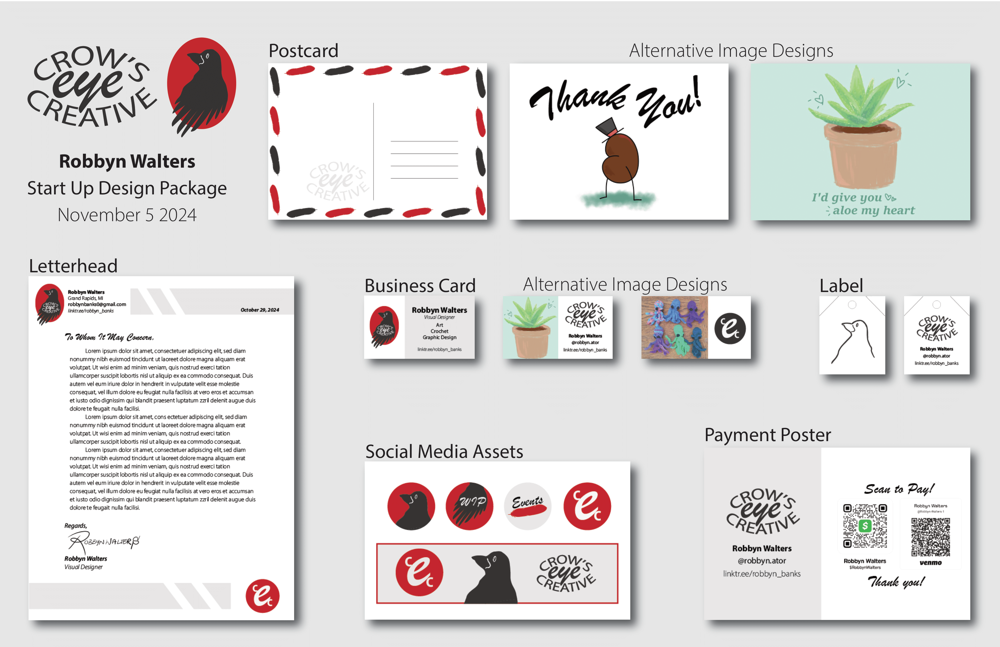 brand design pack for Crow's Eye Creative