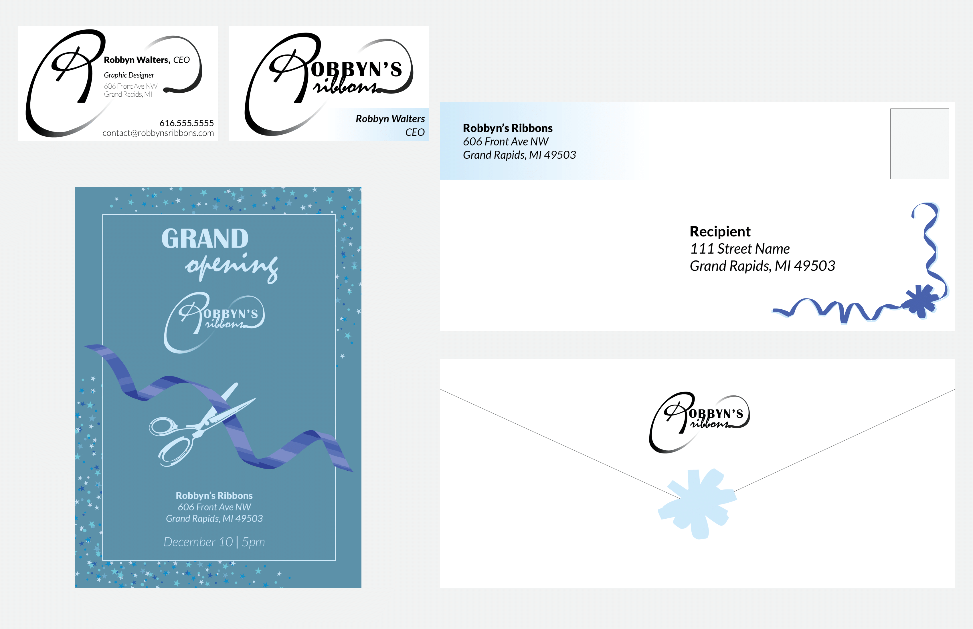 brand design pack for Robbyn's Ribbons